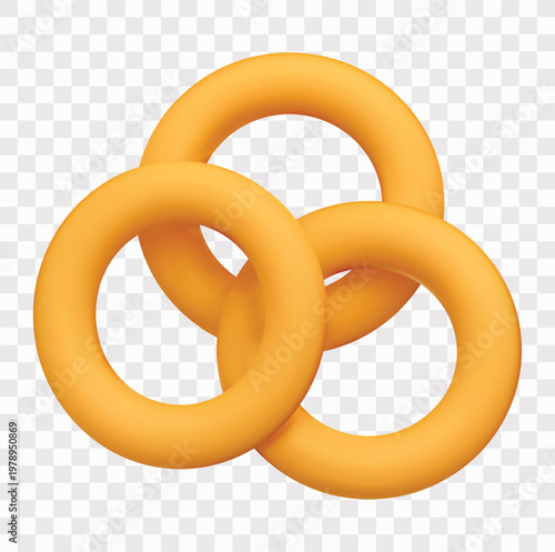 Fast Food and Tasty Snacks Vector Icon Set | 3D icon set |  onion rings