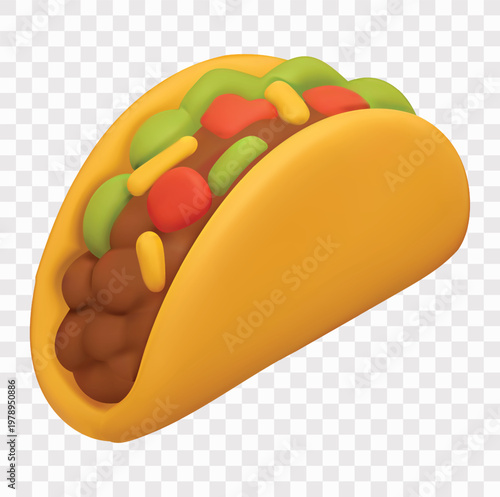 Fast Food and Tasty Snacks Vector Icon Set | 3D icon set |  taco