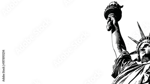 Statue of liberty illustration against white background copy space