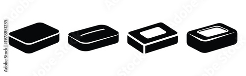 soap silhouette simple icon set, black color and white background