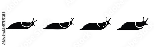 slug silhouette simple icon set, black color and white background