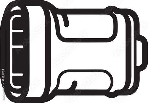 Black camera lens icon, vector illustration, simple design, graphic element