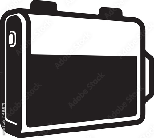 Black camera, vector camera icon, monochrome photography tool, simple illustration
