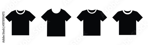 t shirt silhouette icon set, black color and white background