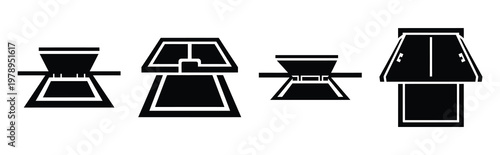 trapdoor silhouette simple icon set, black color and white background