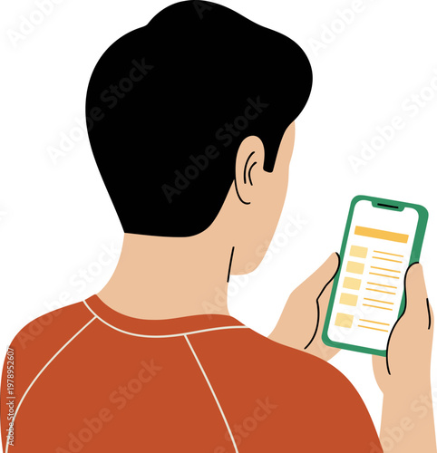 A man schedules a personal trainer session on his smartphone. Focused, modern, and professional. Clean background emphasizes the digital interaction.