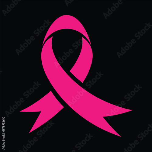 Awareness Ribbon Flat Design Pink Color Vector Illustration