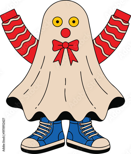 Cute Ghost Cartoon Character Vector Illustration