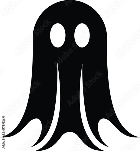 Ghost Icon Black And White Vector Illustration