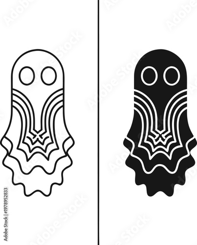 Ghost Icon Outline + Fill Vector Illustration