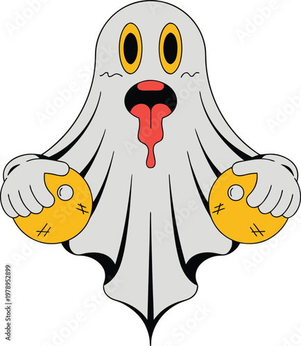 Ghost Icon Spooky Cute Mix Vector Illustration