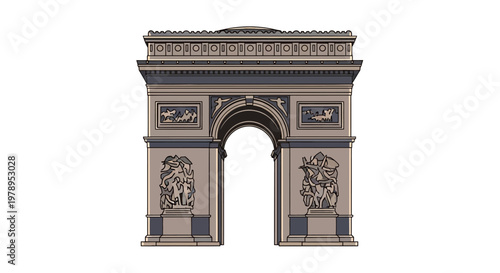Arc de Triomphe Paris Landmark Vector Illustration
