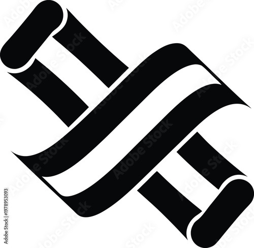 Ribbon Icon Realistic Fold Vector Illustration