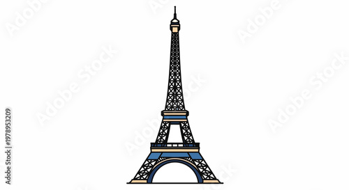 Stylized Eiffel Tower Illustration Paris Landmark Symbol