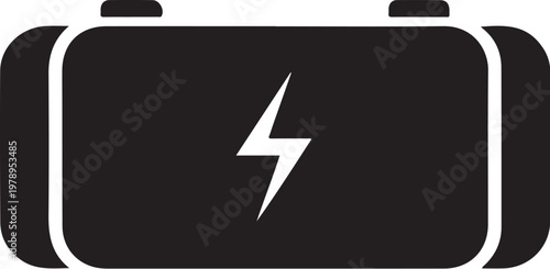 Battery icon, power symbol, black and white vector, energy sign, battery logo