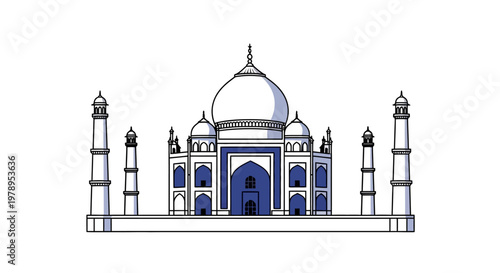 Minimalist Vector Illustration of the Taj Mahal Landmark