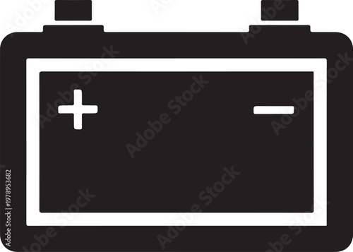 Battery icon, battery symbol, power sign, energy logo, black and white vector