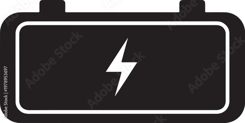 Battery, power, energy, icon, symbol, black, white, vector graphic