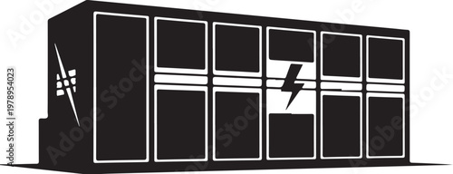 Electric panel vector, black and white illustration, industrial electrical box, power distribution unit