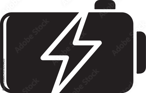 Battery, power, energy, icon, symbol, black, white, vector graphic