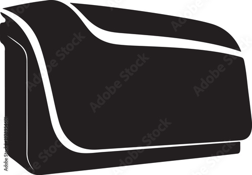 Black briefcase, business bag, office luggage, vector icon