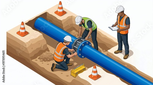 Pipeline Repair Construction Workers