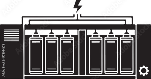 Electric, industrial, battery, charger, power, supply, vector, icon, set