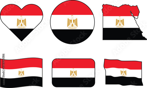 Egyptian flag with clear colors and sharp lines.Majestic golden eagle vector.Egypt flag in different shapes.Egypt The Land of the Nile.Egypt Where Africa Meets Asia.The Land of the Pharaohs