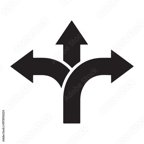 Merge Arrow Icon Two Arrows Merging Road Sign Symbol Strategy Consolidation Combine Path Pathway Join Progress Together Integration Unite Combination