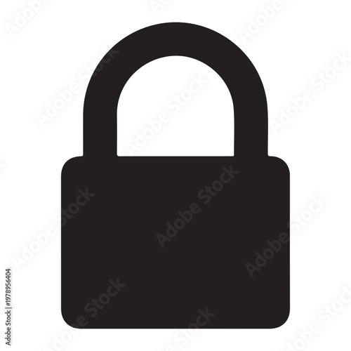 Locked padlock black glyph ui icon. Restrict access. Security settings. User interface design. Silhouette symbol on white space