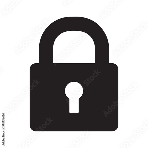 Locked padlock black glyph ui icon. Restrict access. Security settings. User interface design. Silhouette symbol on white space