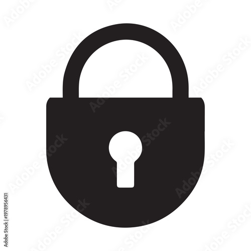 Locked padlock black glyph ui icon. Restrict access. Security settings. User interface design. Silhouette symbol on white space