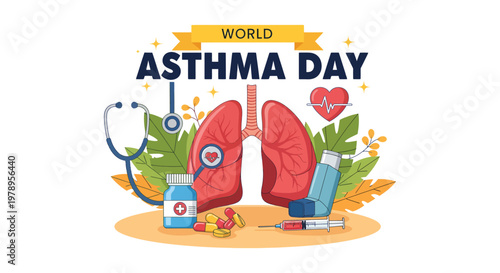 World asthma day illustration raising awareness for respiratory health