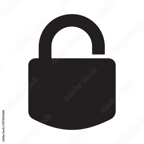 Locked padlock black glyph ui icon. Restrict access. Security settings. User interface design. Silhouette symbol on white space