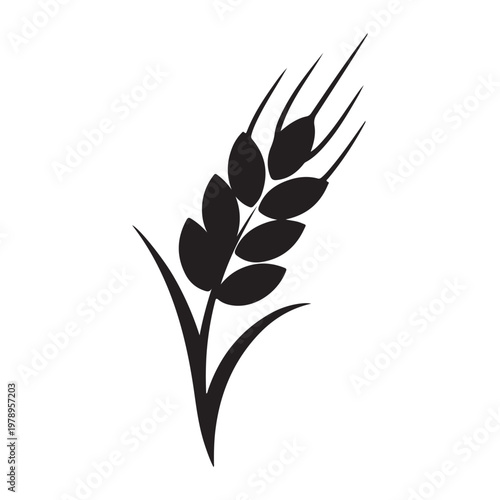 Wheat icon logo isolated on white background. Agriculture ears of wheat illustration.