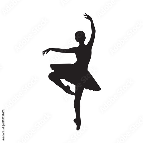 Vector silhouette of ballerina dancing woman