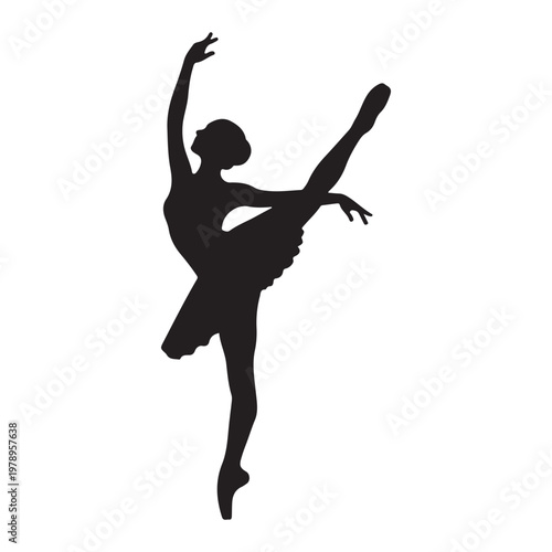 Vector silhouette of ballerina dancing woman