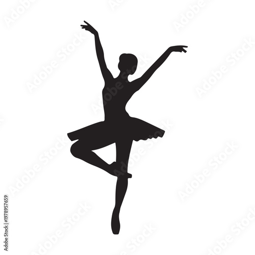 Vector silhouette of ballerina dancing woman