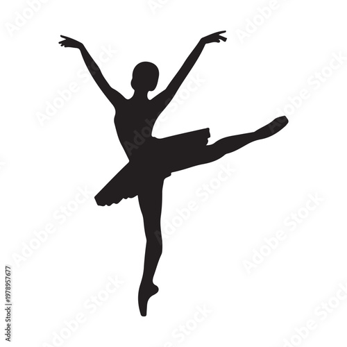 Vector silhouette of ballerina dancing woman