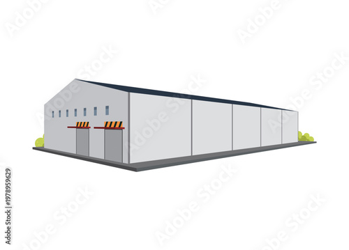 Warehouse building. Simple flat illustration. Perspective view