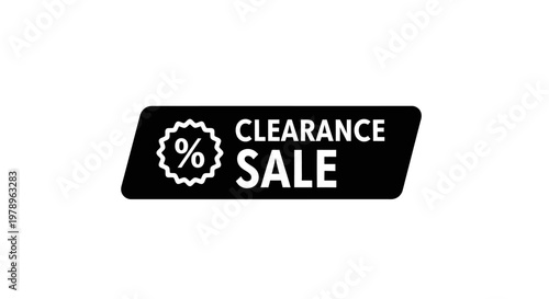 A simple black and white clearance sale tag, perfect for advertising