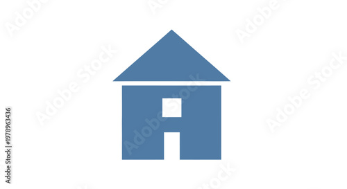 A simple house icon in blue, representing the idea of home ownership and housing