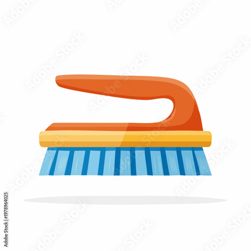 Colorful illustration of a scrub brush with blue bristles