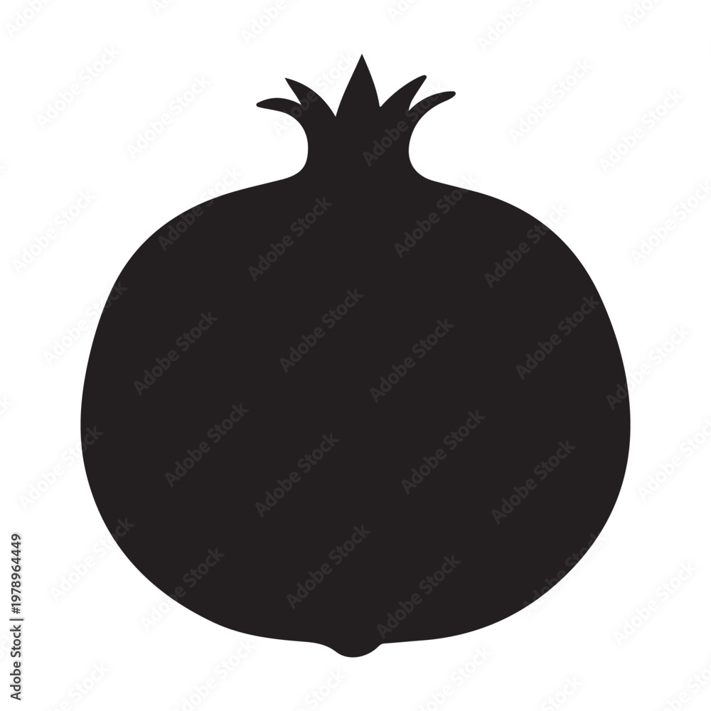 Fototapeta premium Pomegranate silhouette vector flat illustration on white background.