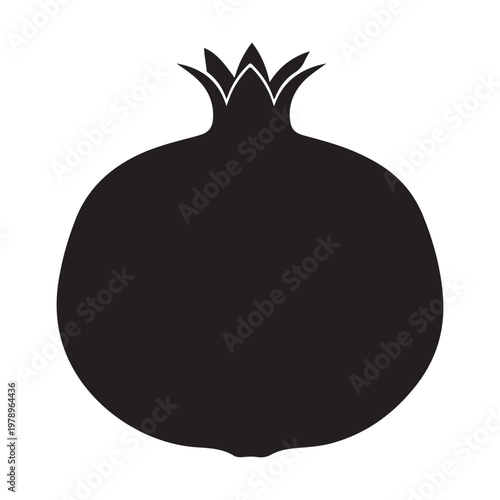 Pomegranate silhouette vector flat illustration on white background.