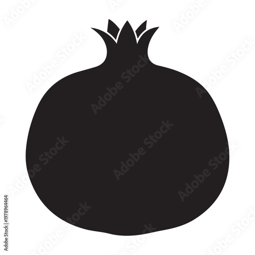 Pomegranate silhouette vector flat illustration on white background.