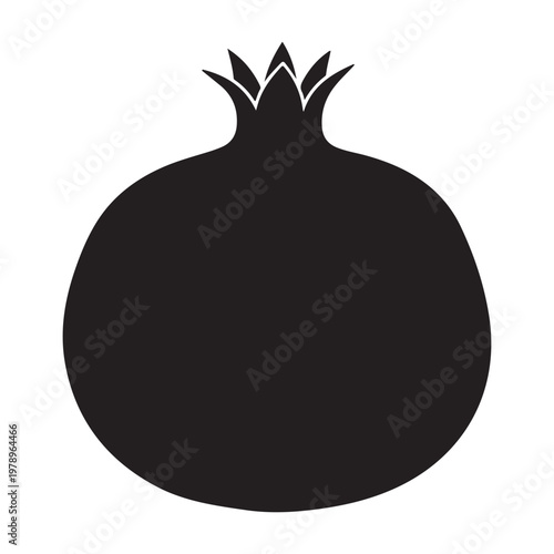 Pomegranate silhouette vector flat illustration on white background.