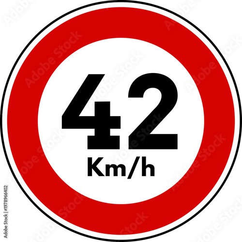 Maximum Speed Limit 42 kmh Traffic Sign Vector