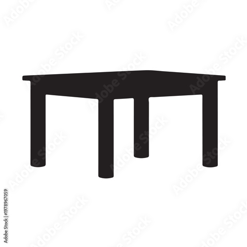 Black silhouette of simple rectangular four legged table