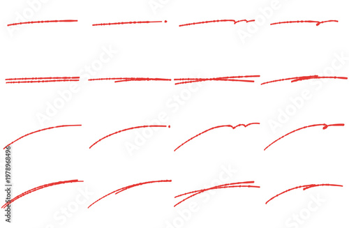 赤ペンで描いた手書きのアンダーラインセット 修正や注釈に便利な強調用の装飾素材